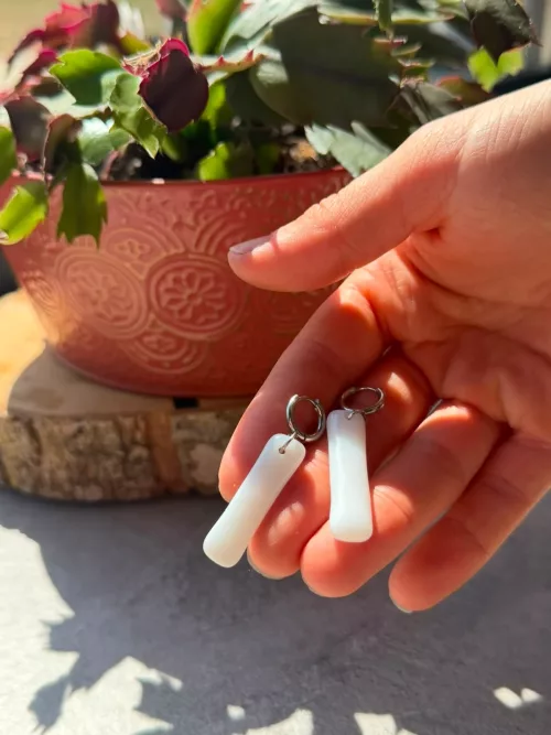 Boucles d’oreilles en verre recyclé - blanc