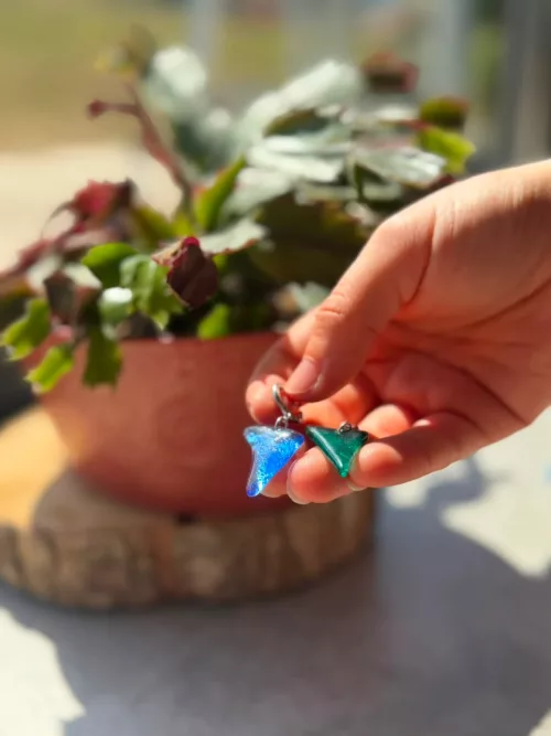 Boucles d’oreilles en verre recyclé - bleu et vert