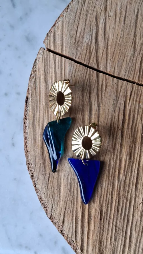 Boucles d’oreilles en verre recyclé - bleus
